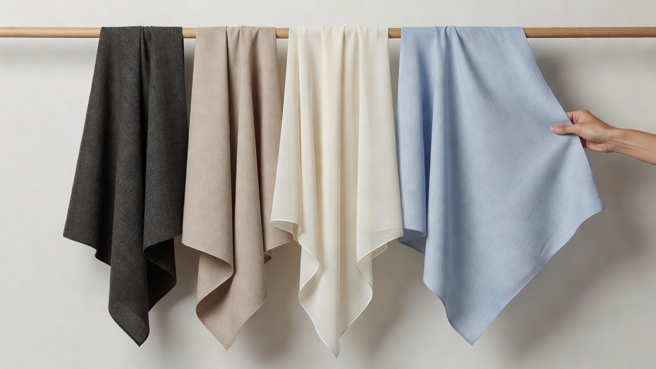 Fabric hanging to show weight and drape characteristics
