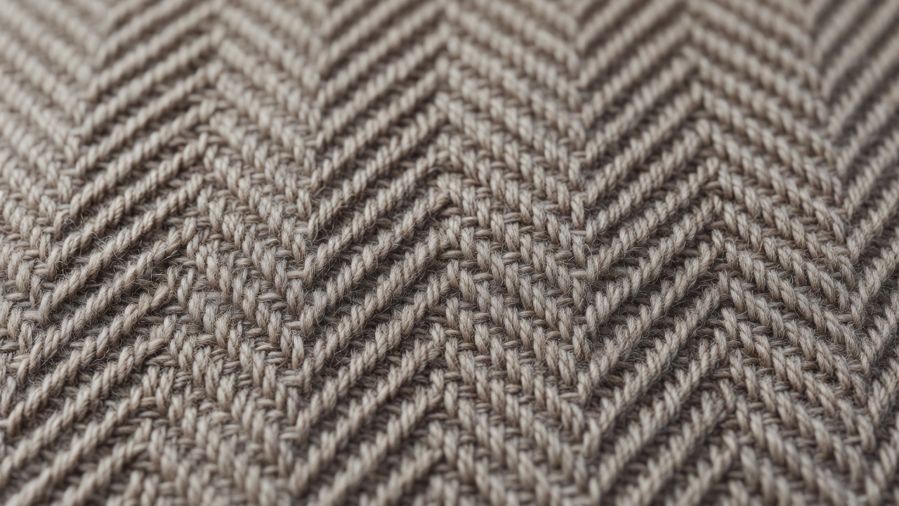 Herringbone weave fabric showing V-shaped zigzag pattern