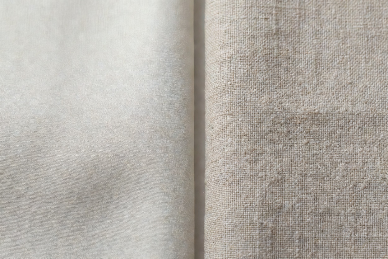 Side-by-side comparison of different fabric textures under close observation