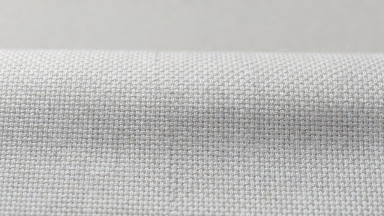 Macro photograph of thread count in a woven fabric showing fiber detail
